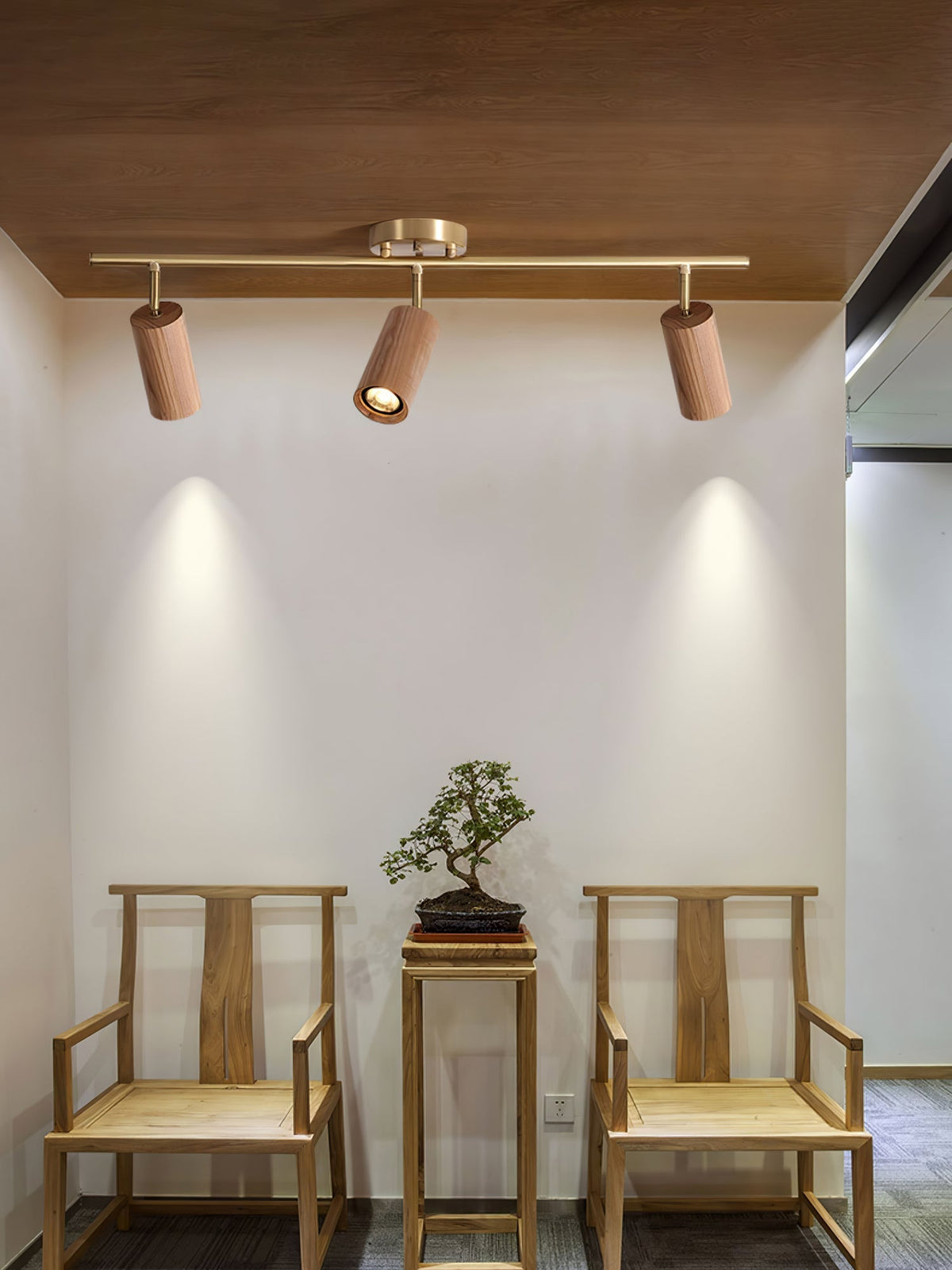 Usolila zeitgenössische minimalistische Deckenleuchte aus Holz