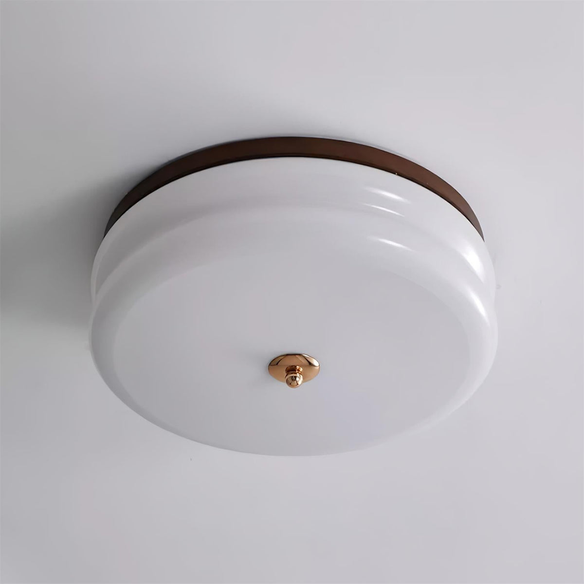 Cora Deckenleuchte Doppel-Schicht-Glas-Scheibe Walnuss Minimalistisch