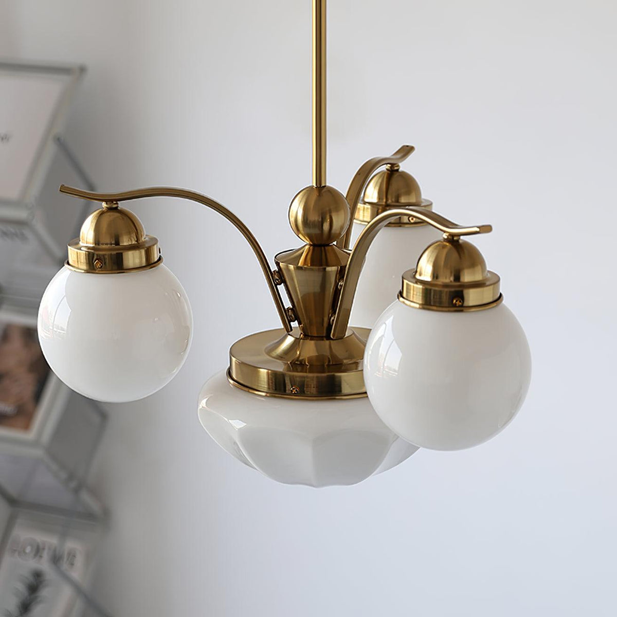 Ririxon Kronleuchter Retro Chic Kugel Weiß Glas