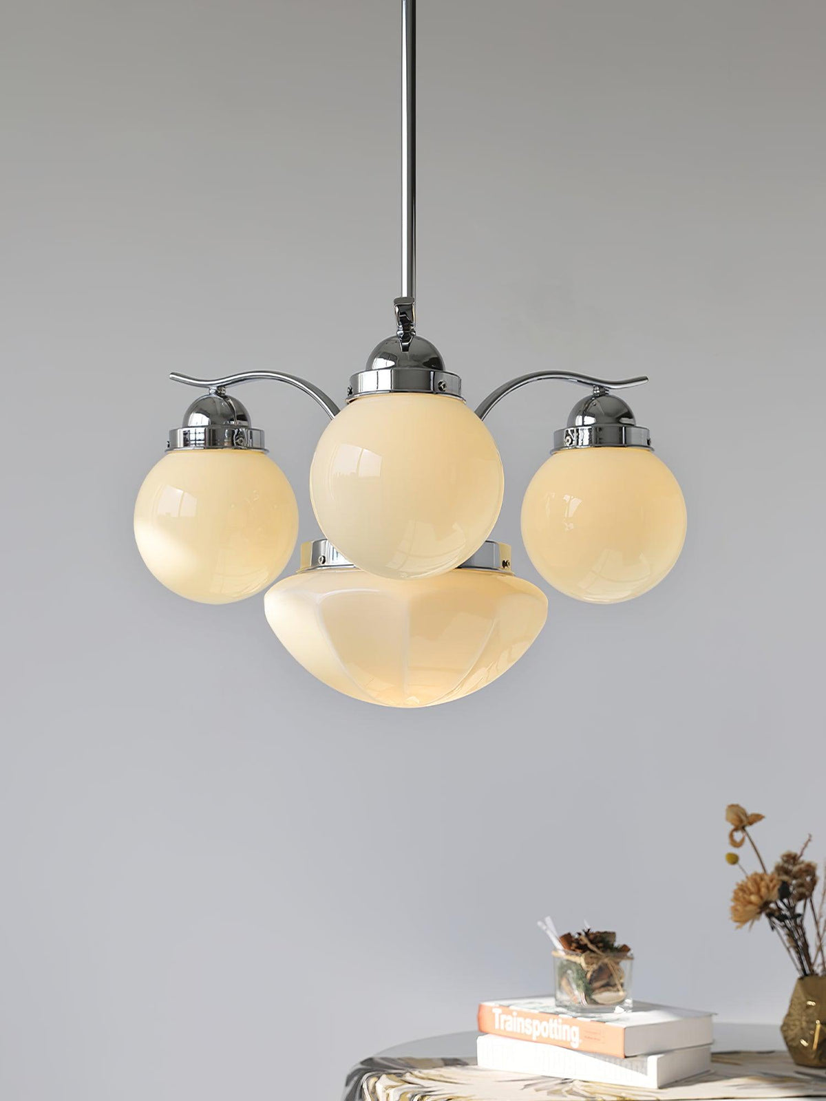 Ririxon Kronleuchter Retro Chic Kugel Weiß Glas