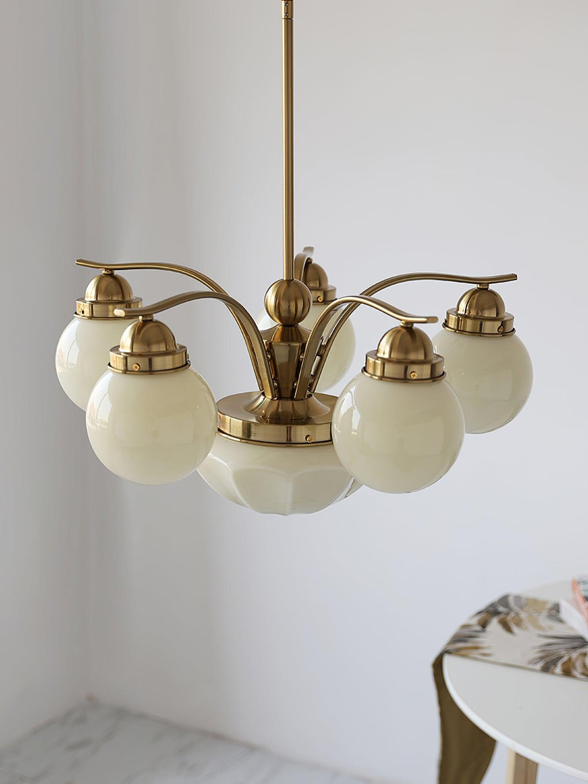 Ririxon Kronleuchter Retro Chic Kugel Weiß Glas