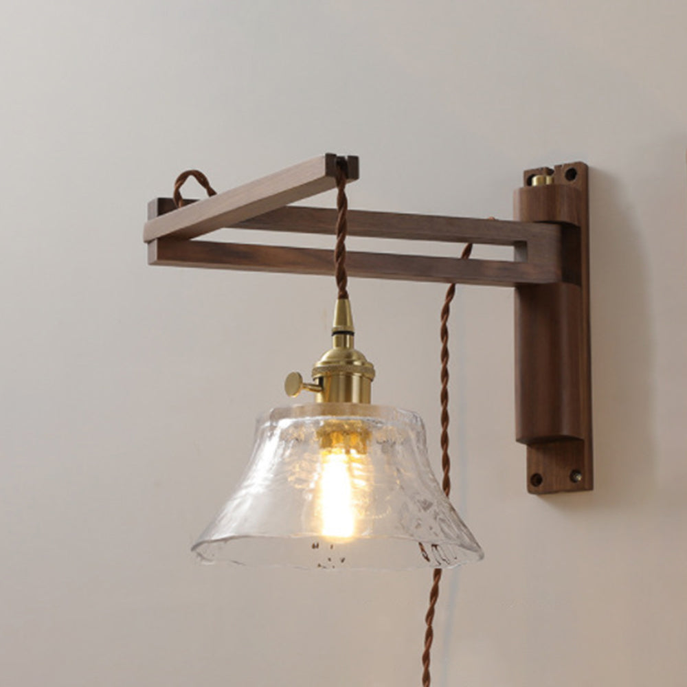 Muto Vintage LED Wandleuchte Plissee, Innen Treppenhaus, Glas/Holz/Keramik