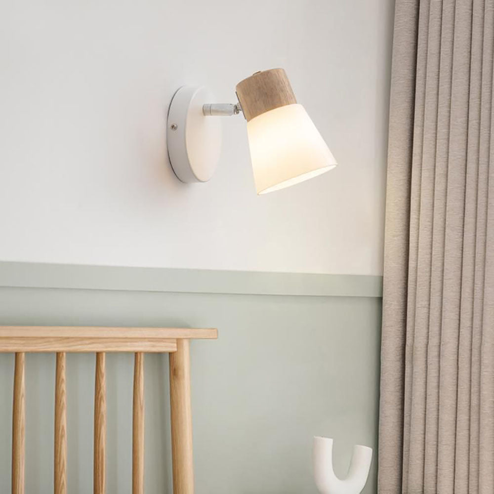 Muto Nordic LED Wandleuchte Holz/Glas Wohnzimmer/Esszimmer Weiß