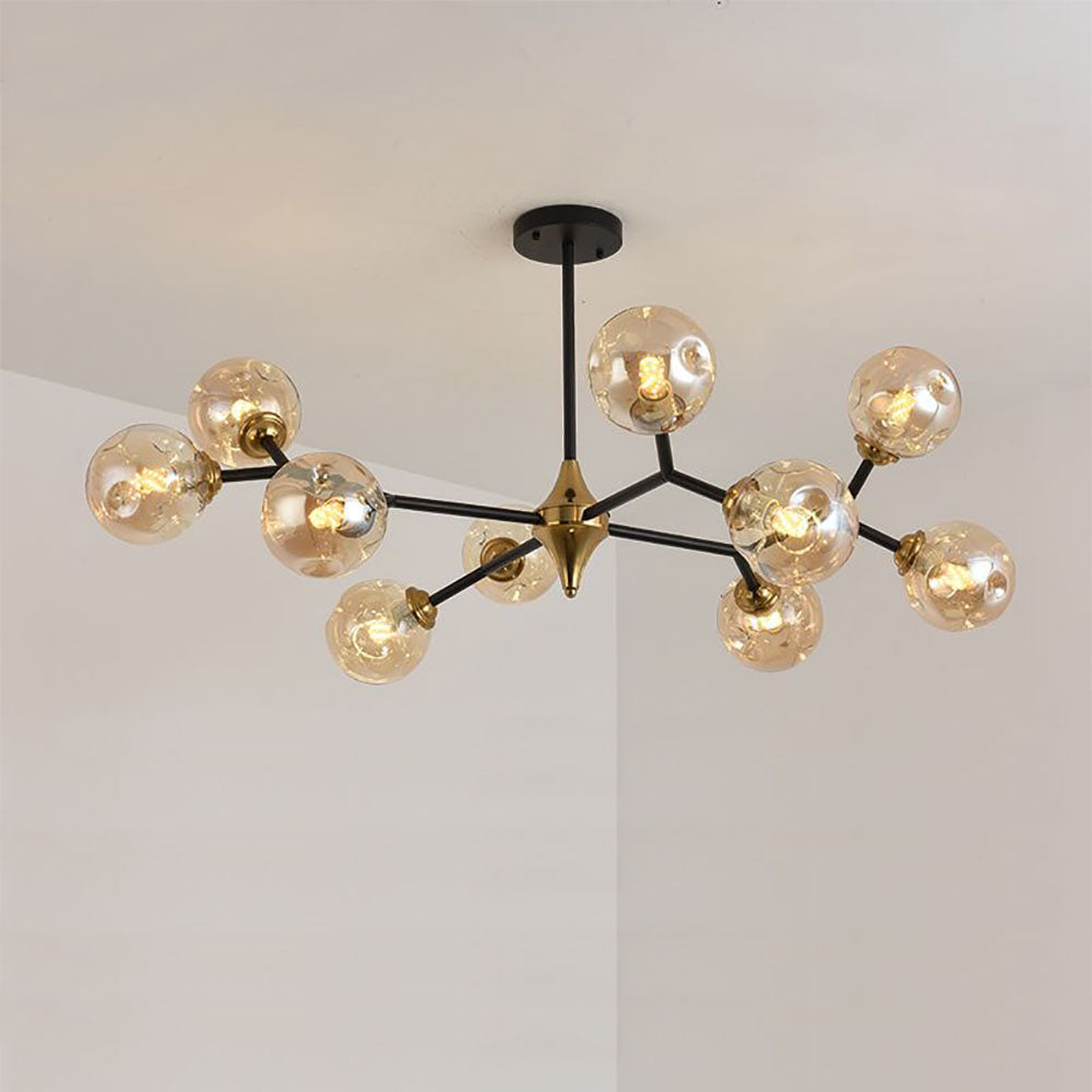 Valentina Industriale LED Kronleuchter Gold Schlaf/Wohnzimmer Glas Metall mit 4 Größen