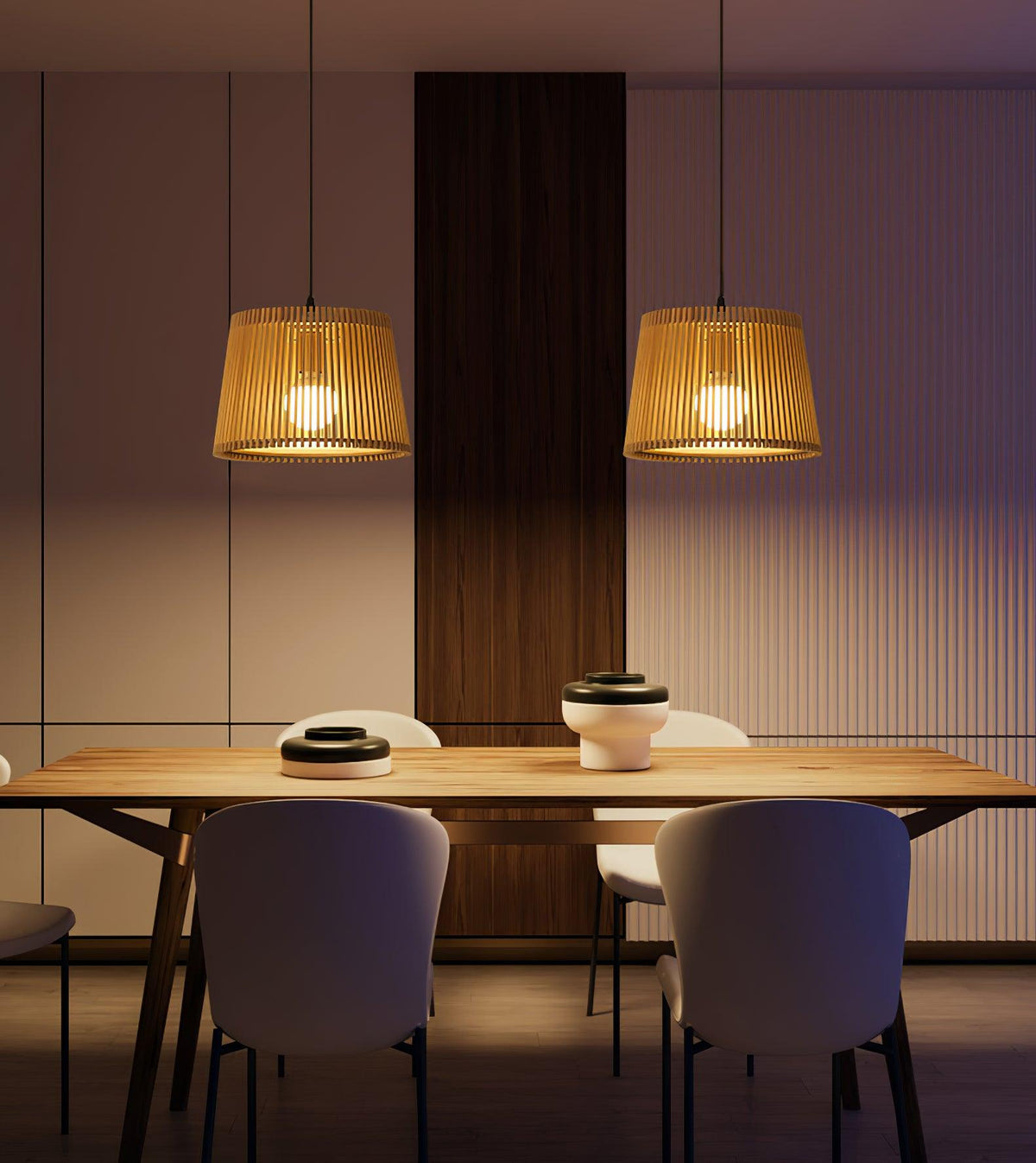Clou Pendelleuchte aus Holz im Retro-Stil