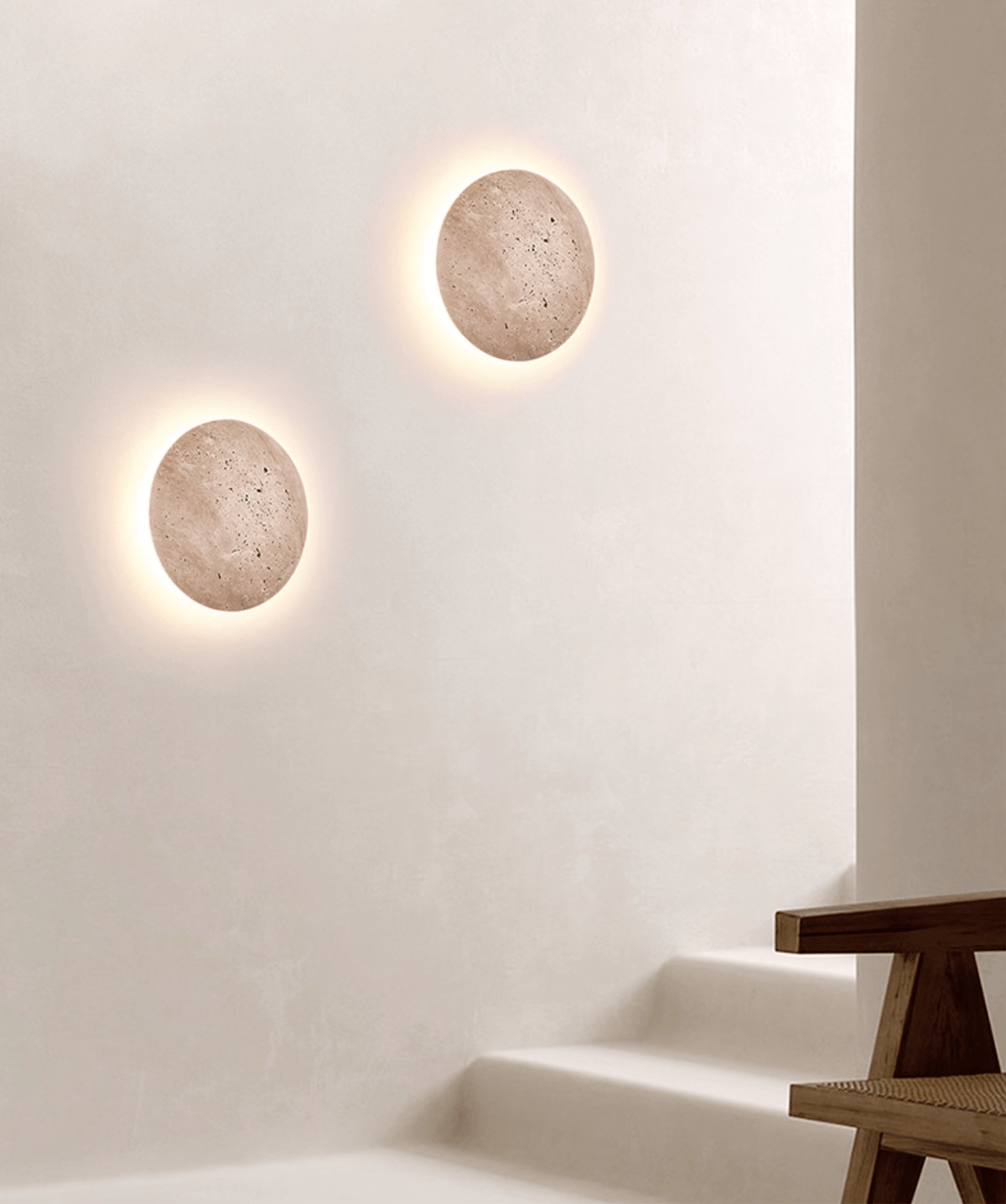 Lykro Wandleuchte Beige Stein minimalistisch Wohnzimmer Schlafzimmer Flur