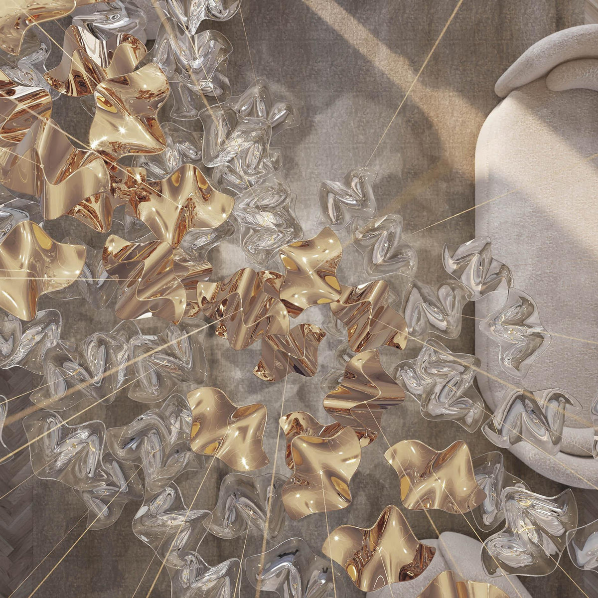 Velaise luxuriöse Pendelleuchte aus Glas mit Wellen-Motiv