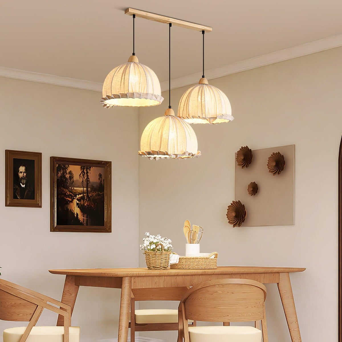 Shell Minimalistische Pendelleuchte aus Holz