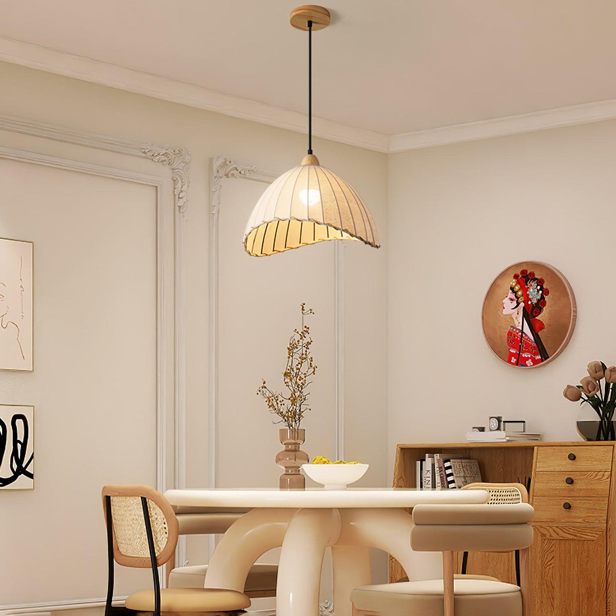 Shell Minimalistische Pendelleuchte aus Holz
