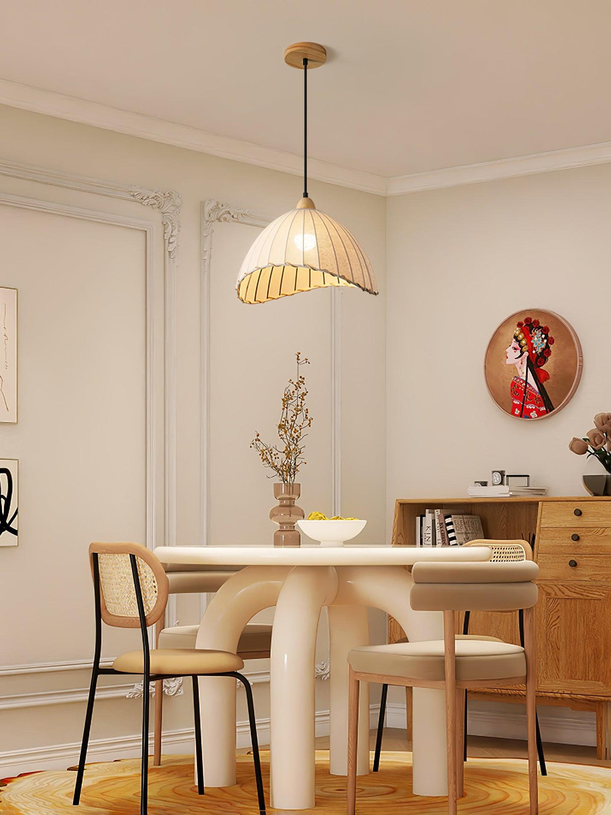 Shell Minimalistische Pendelleuchte aus Holz