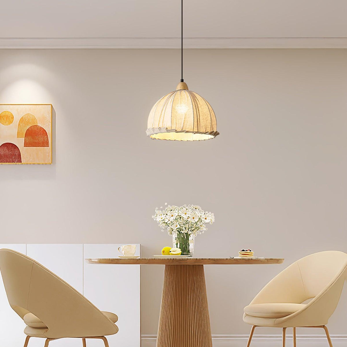 Shell Minimalistische Pendelleuchte aus Holz