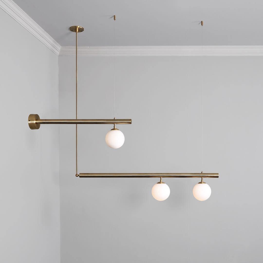 Estix Pendelleuchte Messing Linear Satellit Minimalistisch