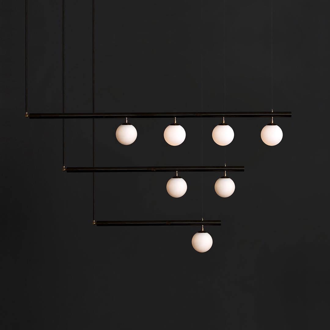 Estix Pendelleuchte Messing Linear Satellit Minimalistisch