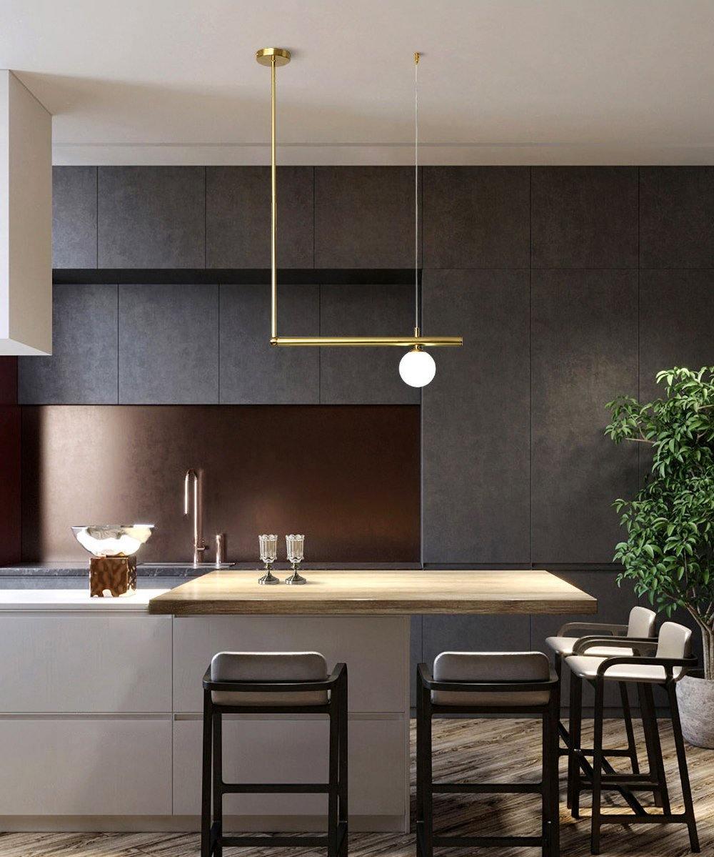 Estix Pendelleuchte Messing Linear Satellit Minimalistisch