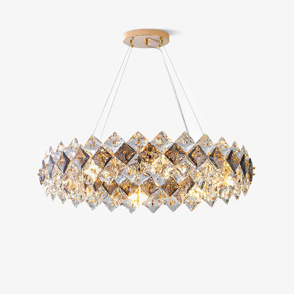 Luxenine Kronleuchter Scale Kristallrund mit Gold LED