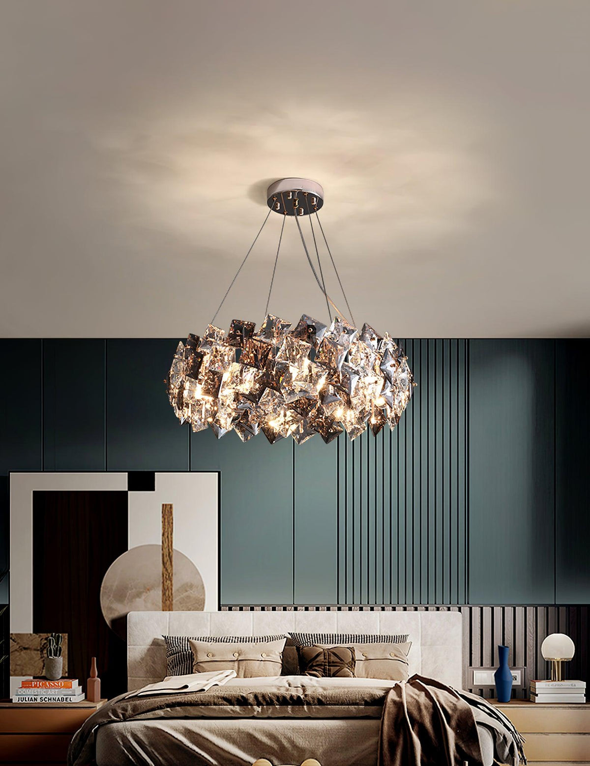 Luxenine Kronleuchter Scale Kristallrund mit Gold LED
