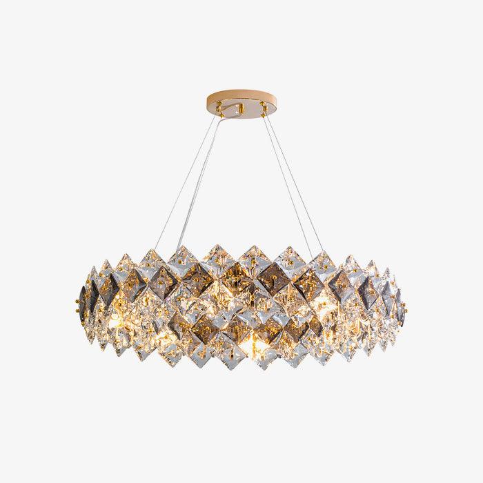 Luxenine Kronleuchter Scale Kristallrund mit Gold LED