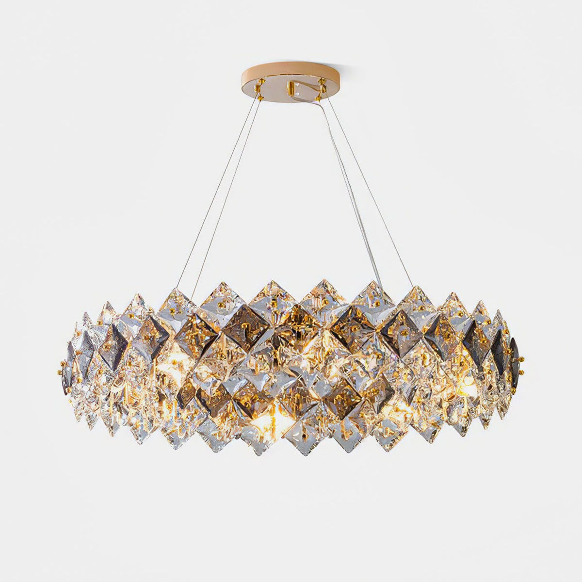 Luxenine Kronleuchter Scale Kristallrund mit Gold LED