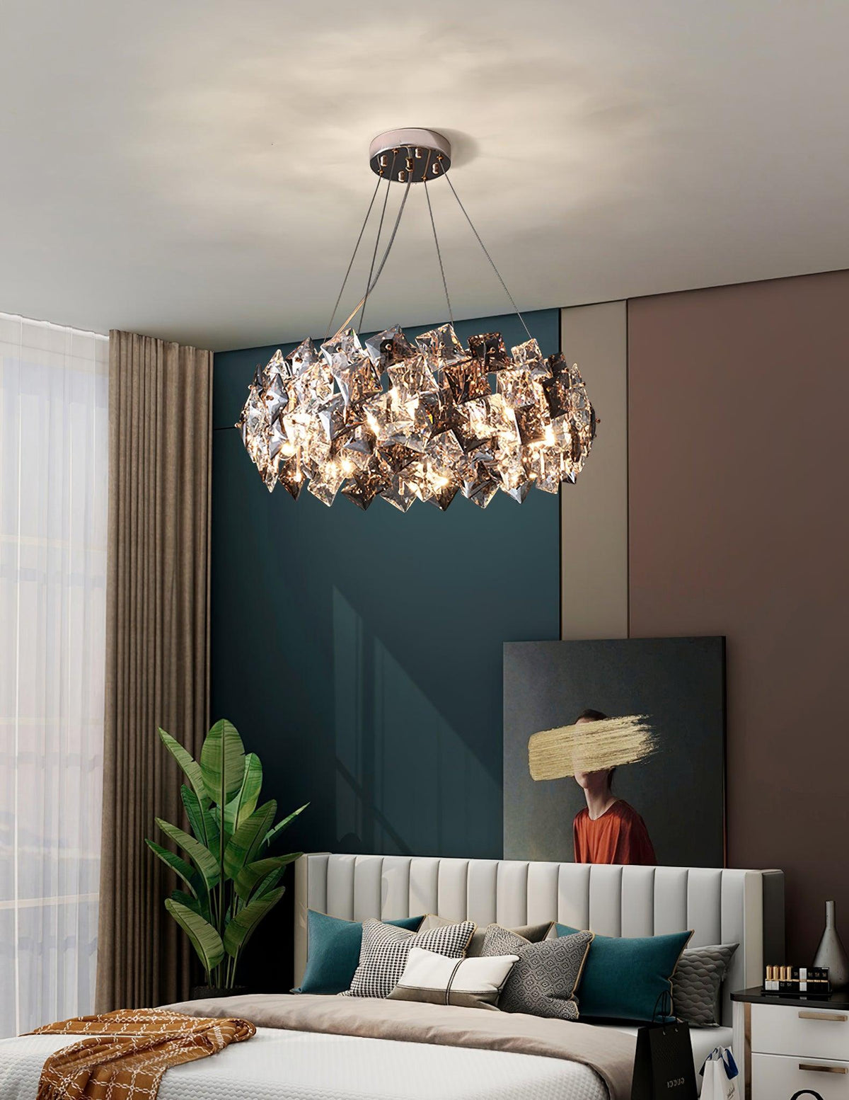 Luxenine Kronleuchter Scale Kristallrund mit Gold LED