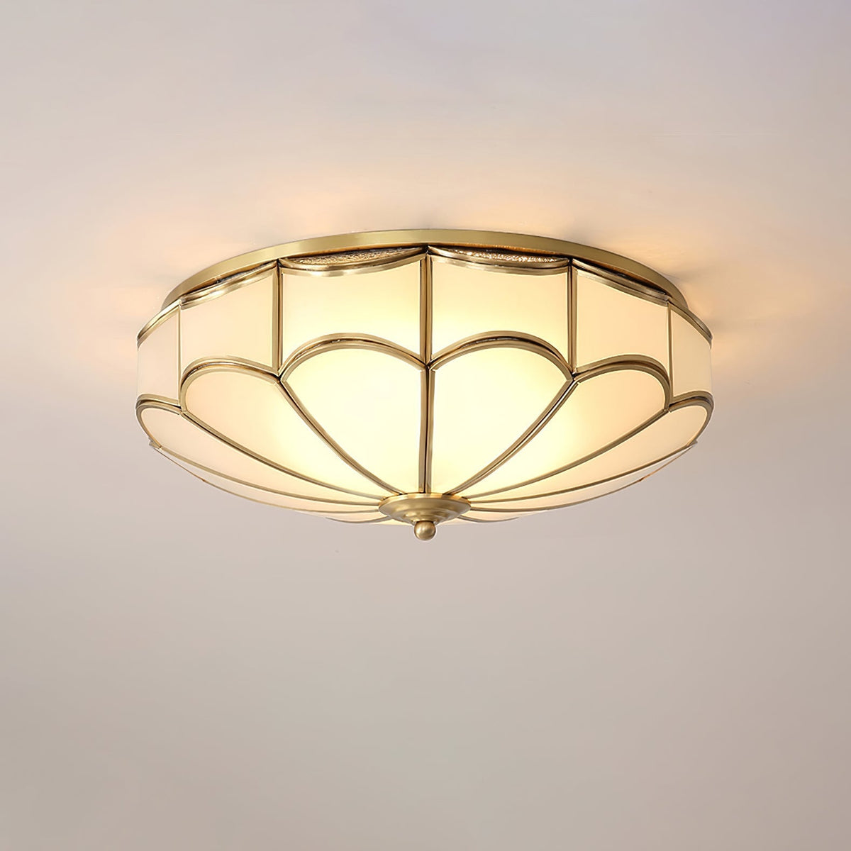 Evmarara Elegance Messing-Glas flache Deckenleuchte