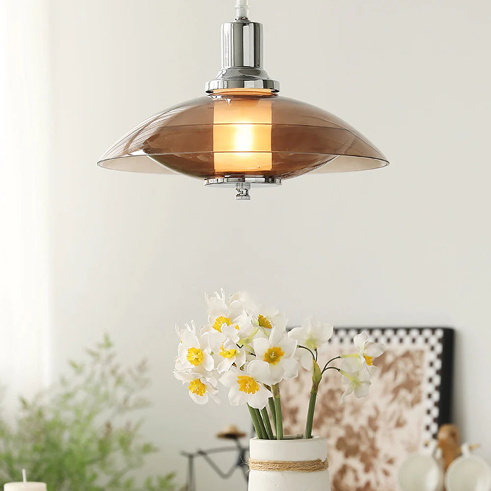 Cairns Modern Rund LED Pendelleuchte Braun Glas Wohnzimmer