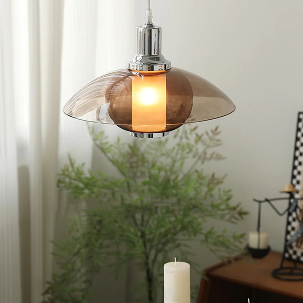Cairns Modern Rund LED Pendelleuchte Braun Glas Wohnzimmer