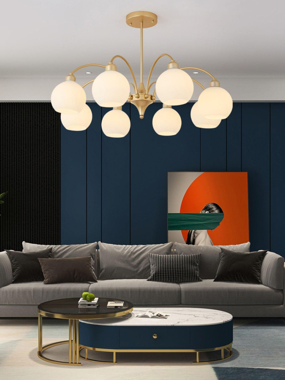 Zusk Kronleuchter skulpturales Glas Gold modern 8-Light