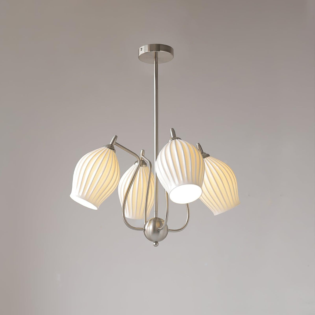 Pravin Kronleuchter Keramik Rippen Skulptural Glas Elegant