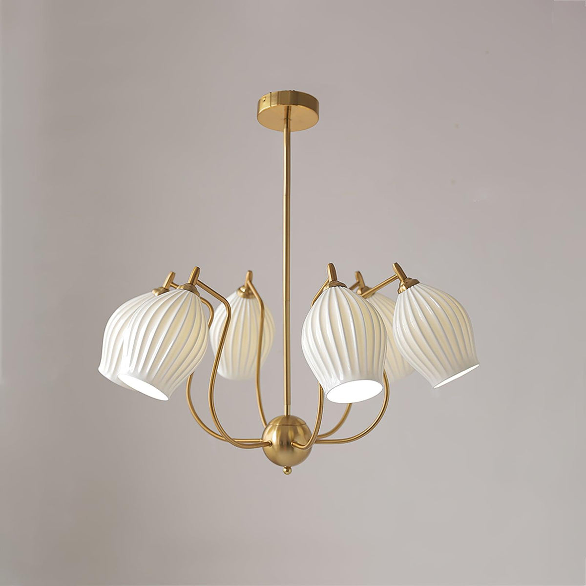 Pravin Kronleuchter Keramik Rippen Skulptural Glas Elegant