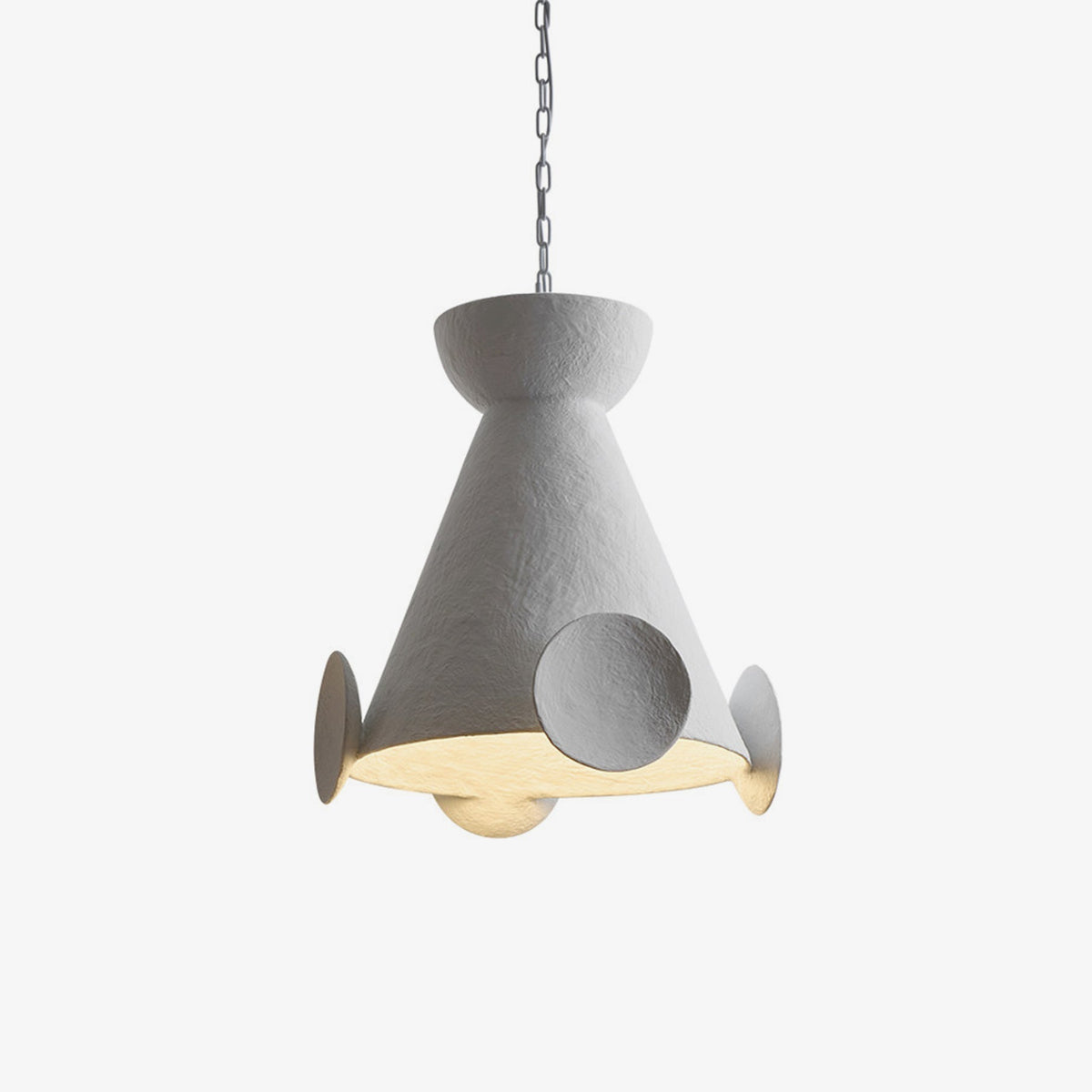 Sculptural Gips-Kegel-Pendelleuchte