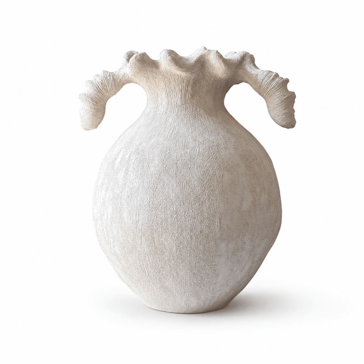 Sculptural Vasen mit Sandtextur in Elfenbeinfarbe