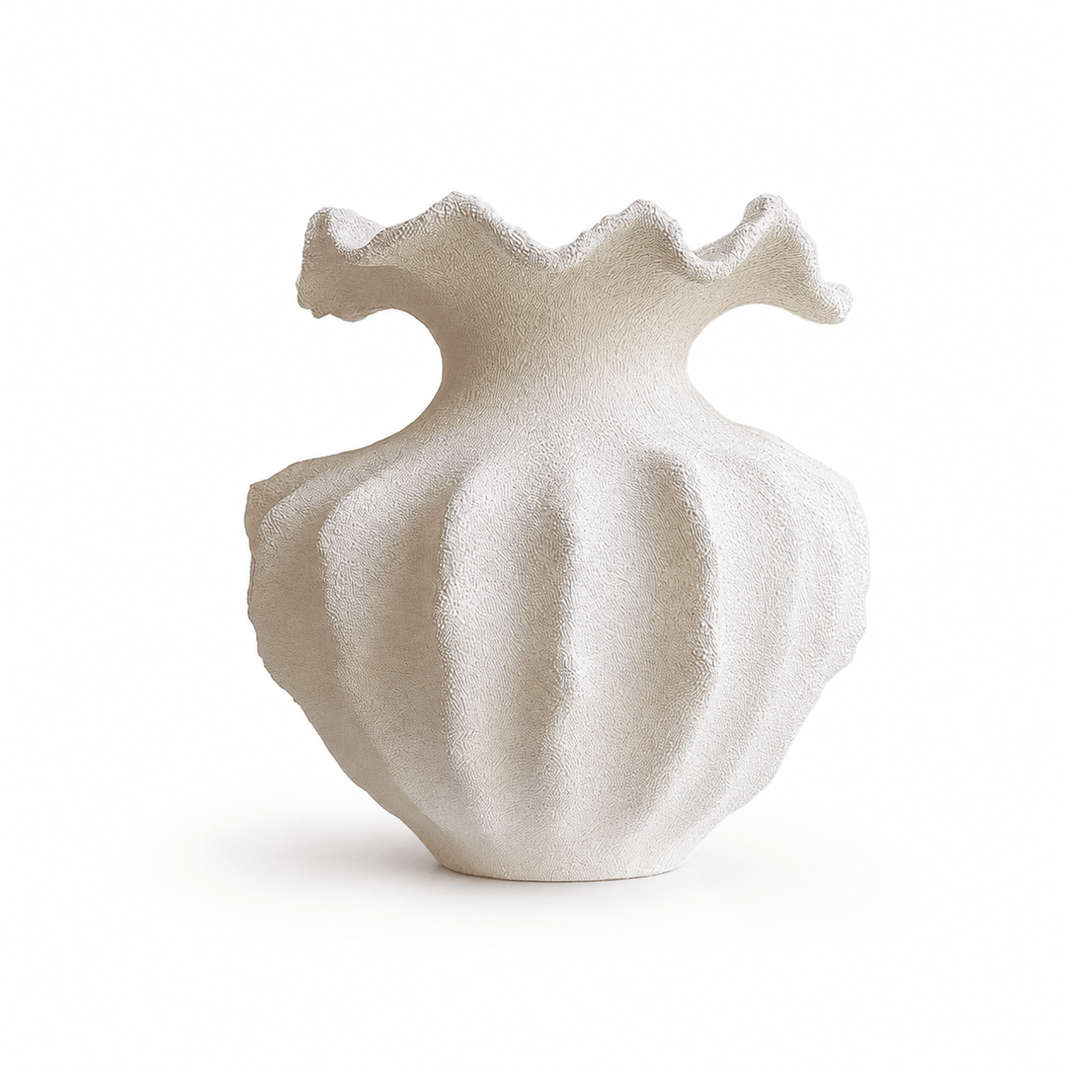 Sculptural Vasen mit Sandtextur in Elfenbeinfarbe
