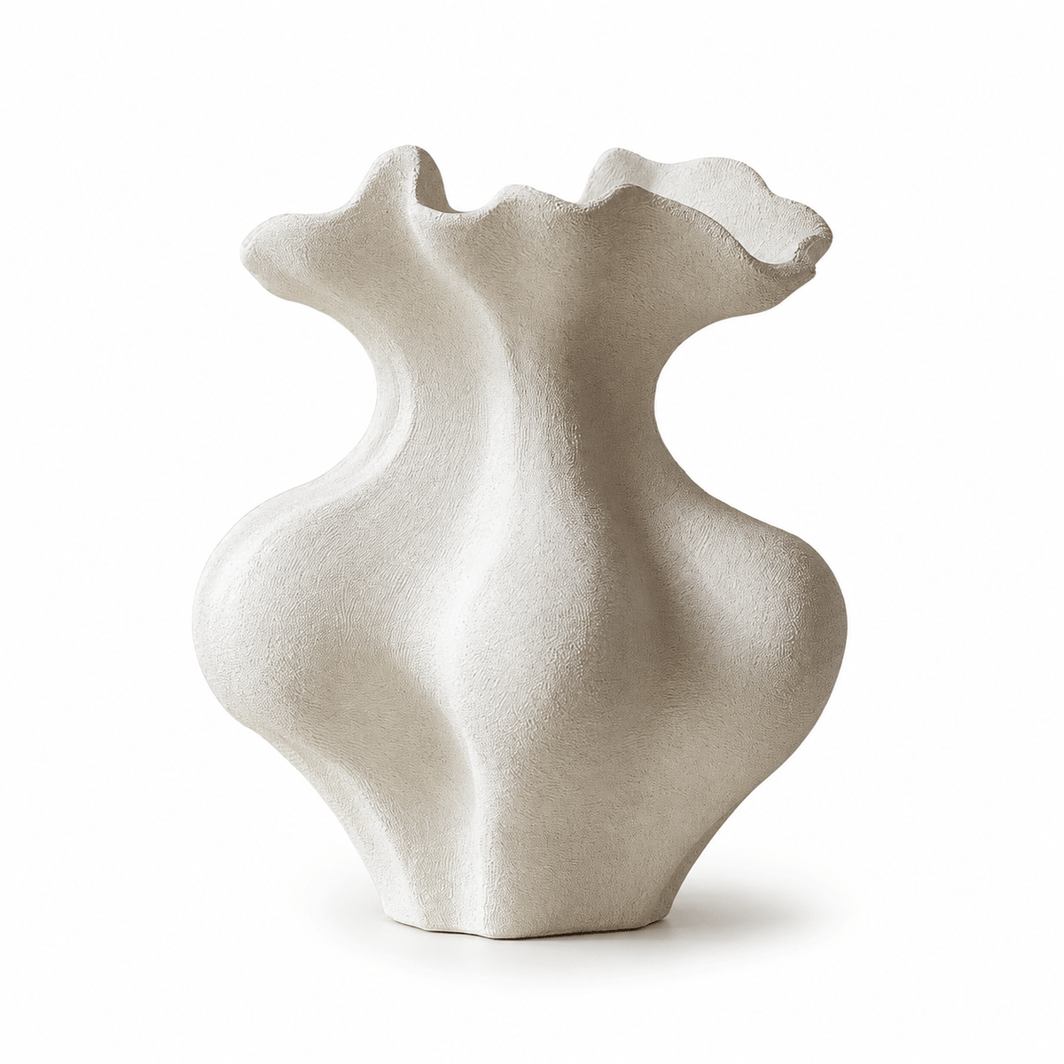 Sculptural Vasen mit Sandtextur in Elfenbeinfarbe