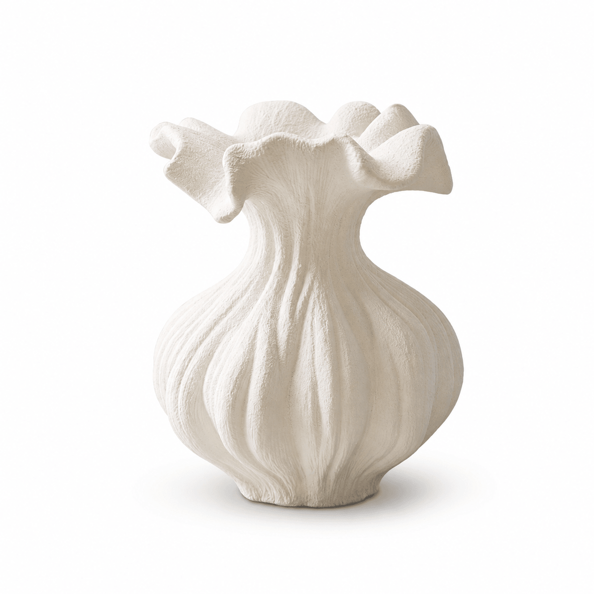 Sculptural Vasen mit Sandtextur in Elfenbeinfarbe