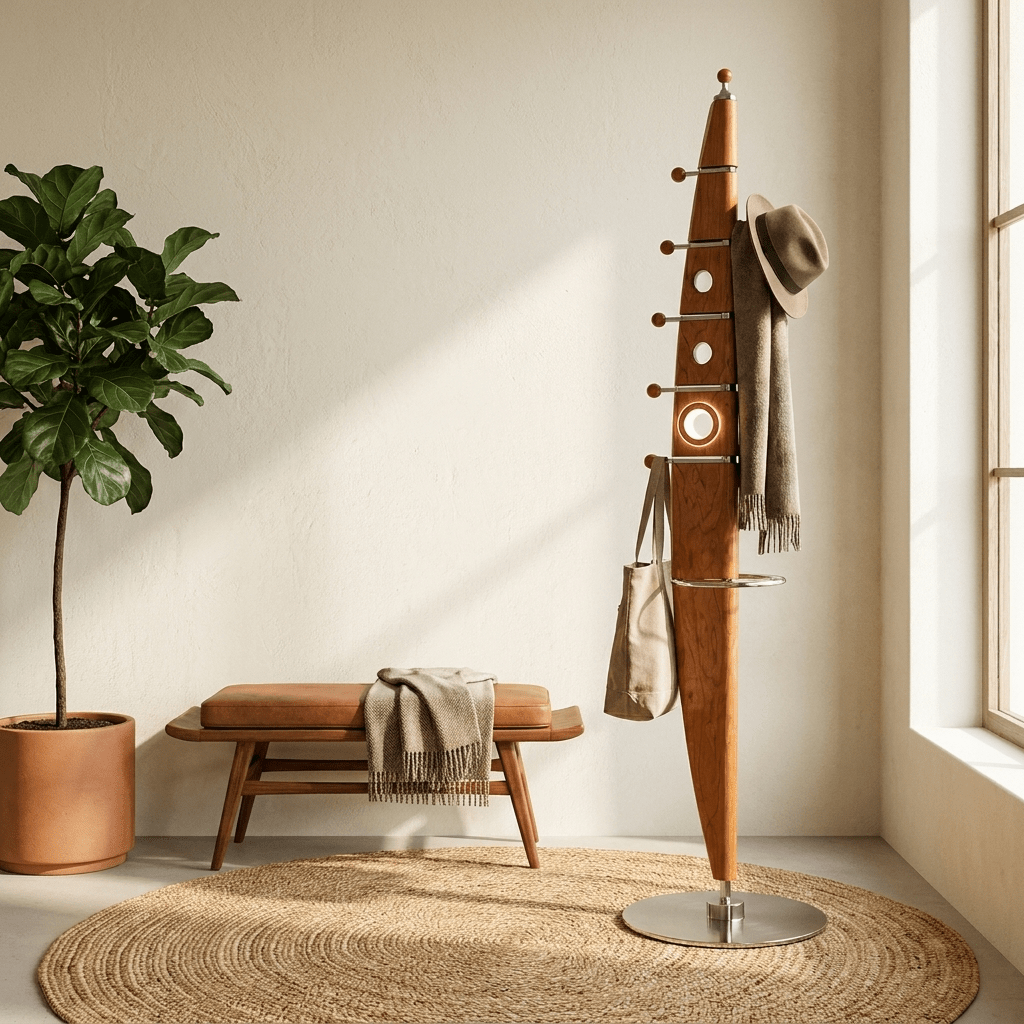 Sculptural Holz-Kleiderständer