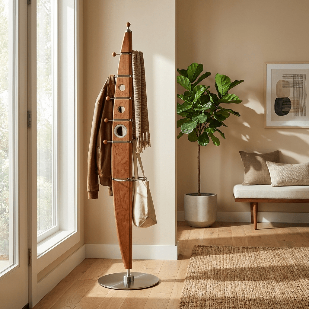 Sculptural Holz-Kleiderständer
