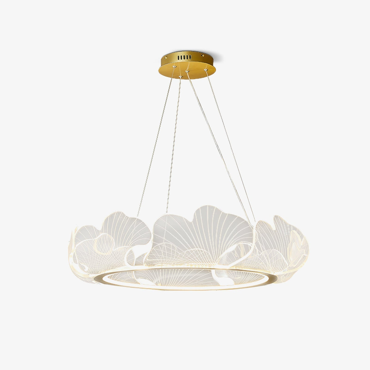 Lucisora Pendelleuchte aus mattiertes Acryl mit floraler Ringstruktur