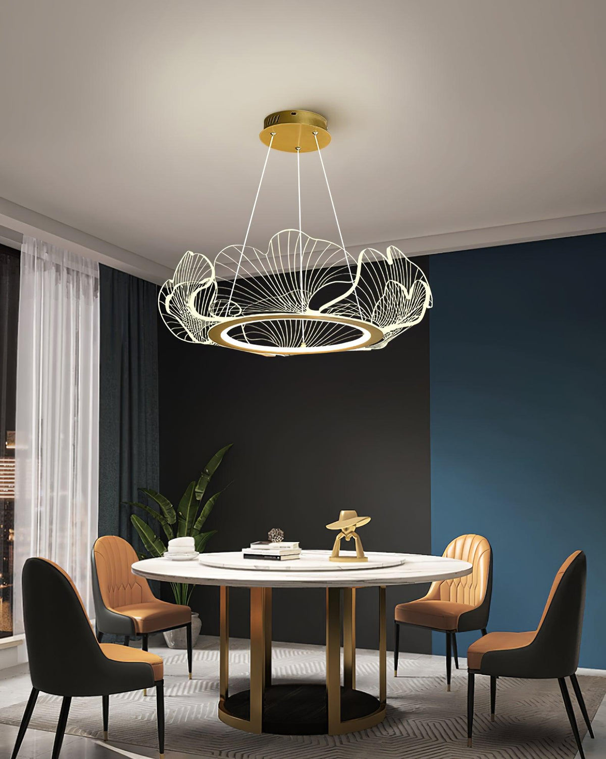 Lucisora Pendelleuchte aus mattiertes Acryl mit floraler Ringstruktur