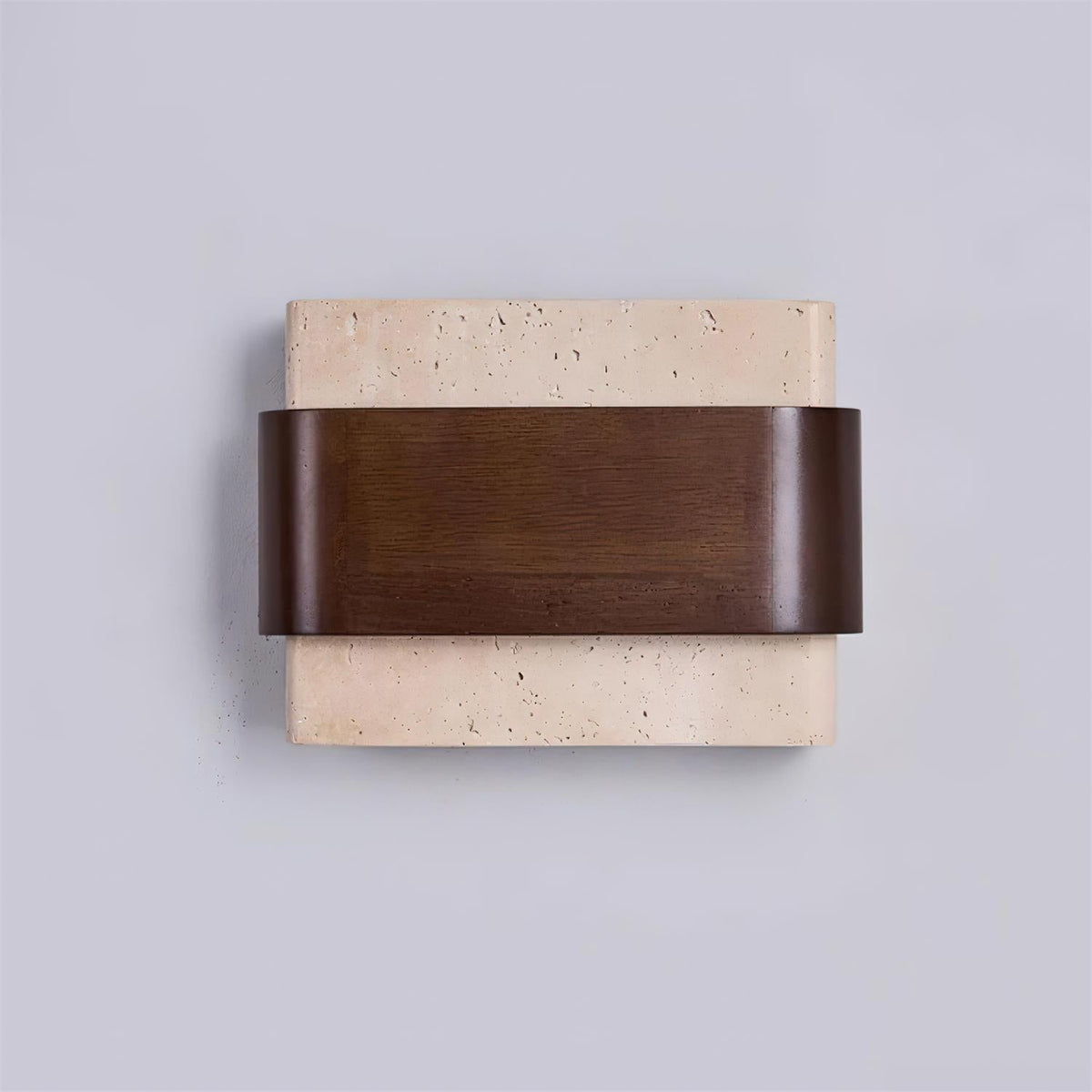 Valeneria Travertin Wandleuchte Holz-Oberfläche Arc