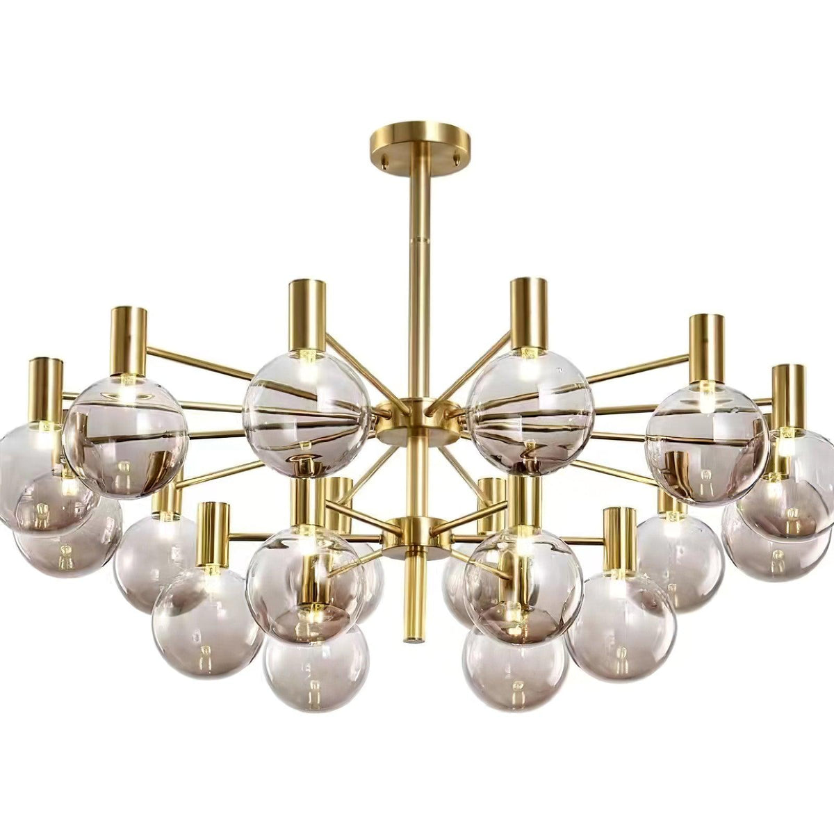Veloiel Kronleuchter Glaskugel Glas Goldrahmen modern