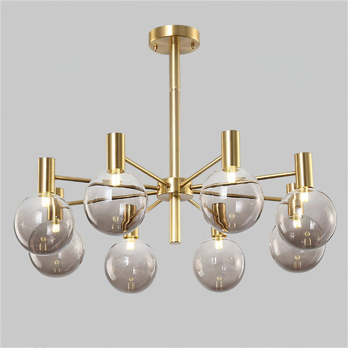 Veloiel Kronleuchter Glaskugel Glas Goldrahmen modern