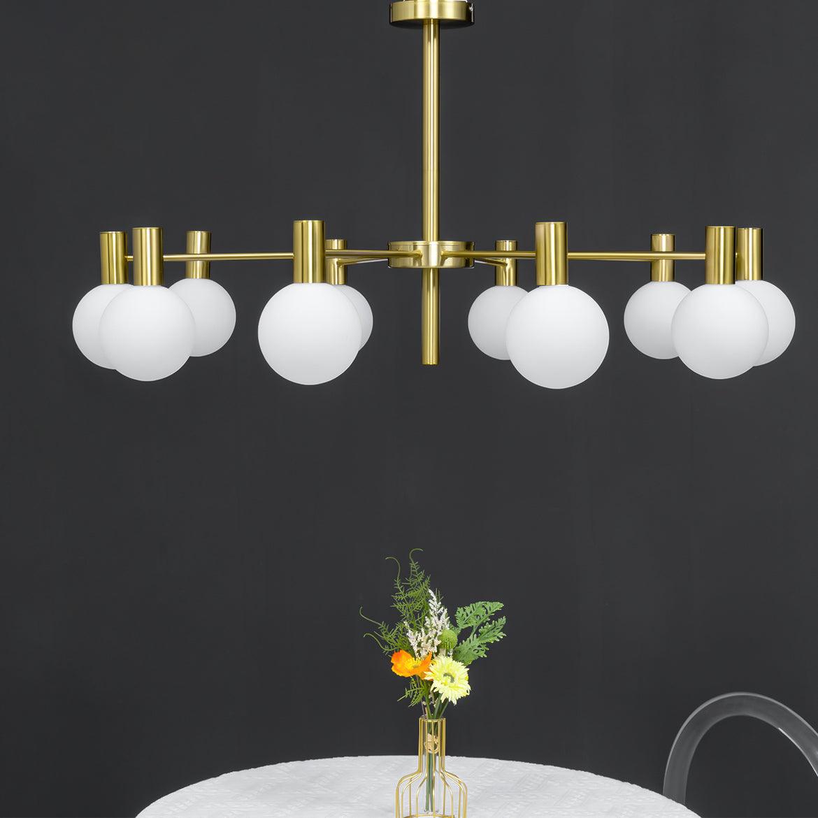 Veloiel Kronleuchter Glaskugel Glas Goldrahmen modern