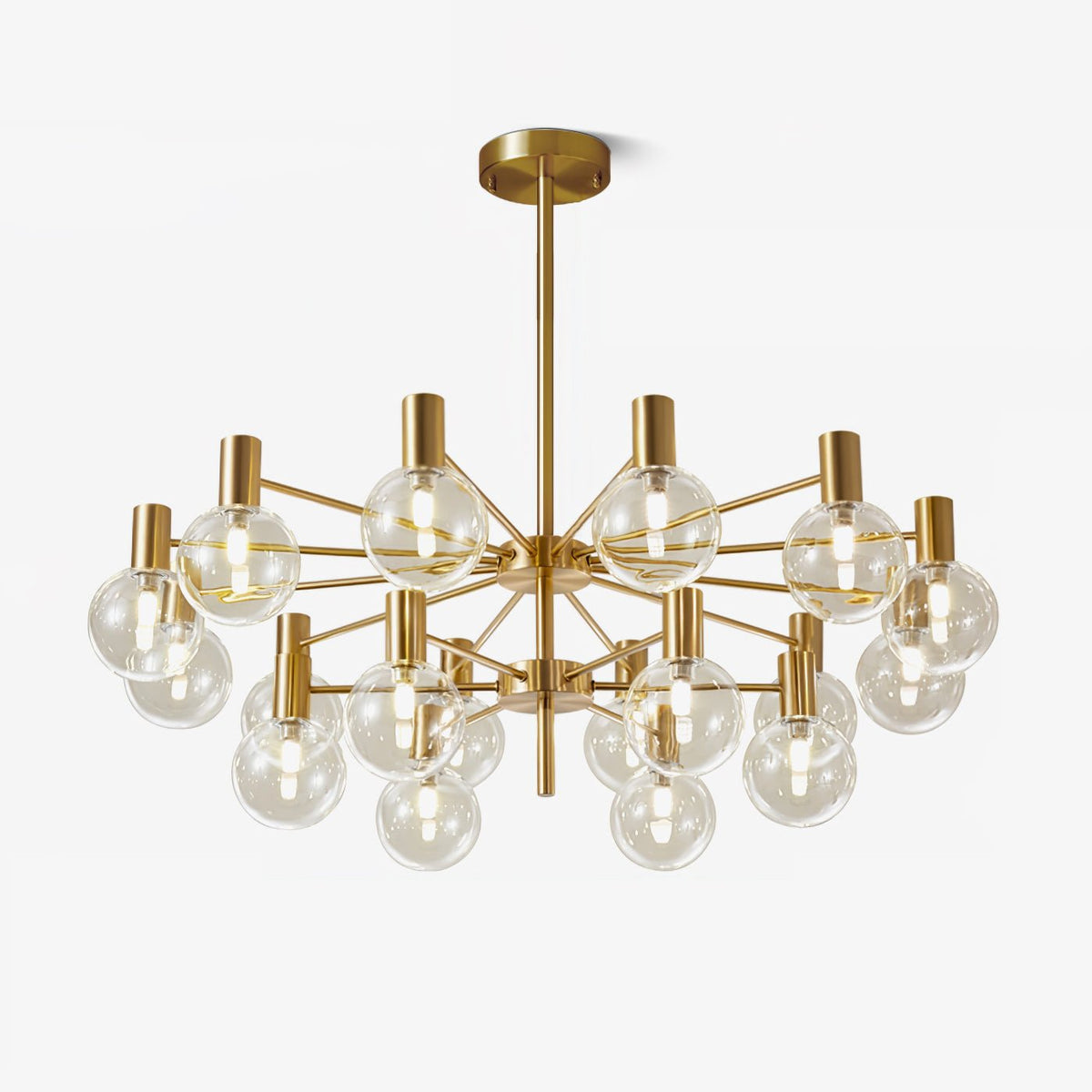 Veloiel Kronleuchter Glaskugel Glas Goldrahmen modern