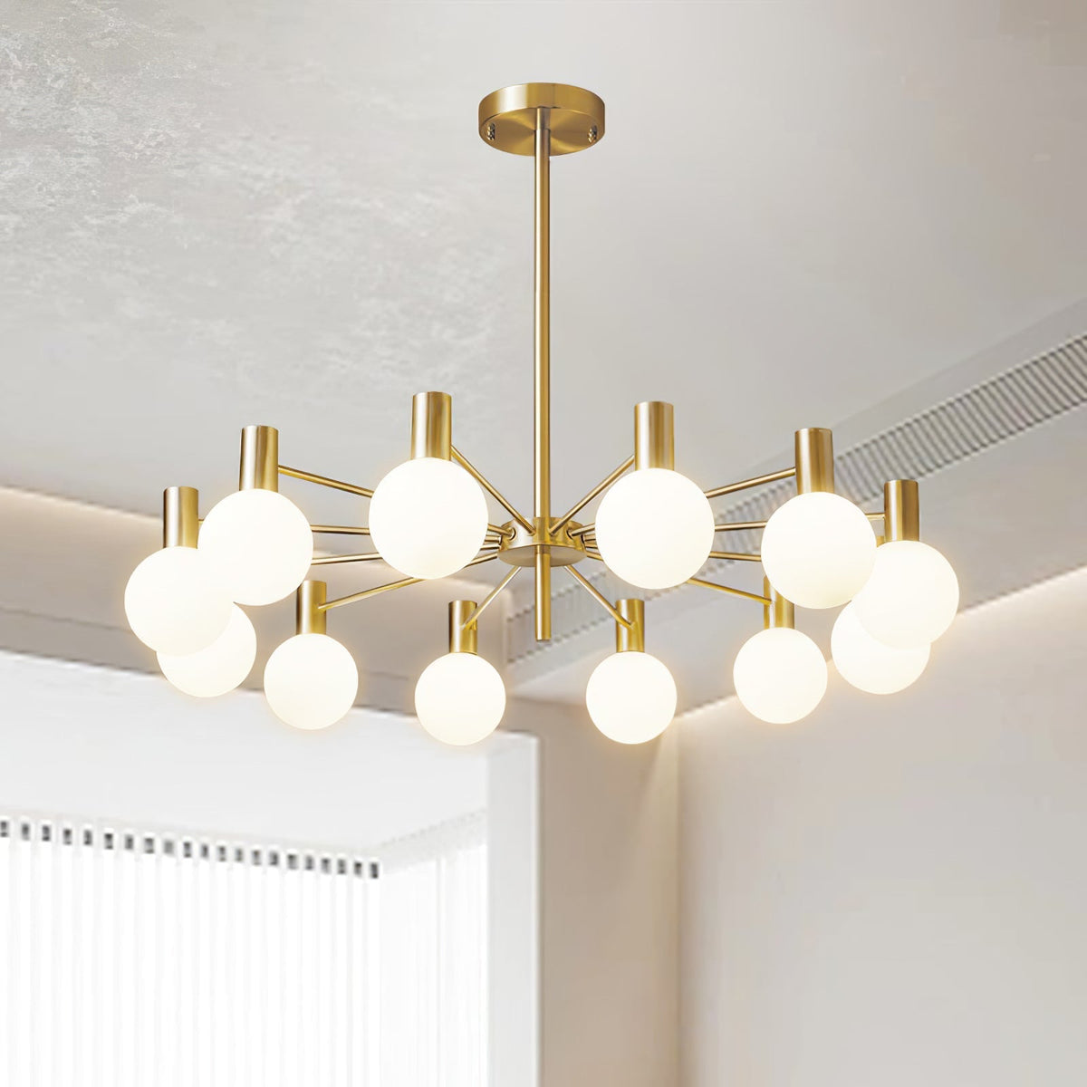 Veloiel Kronleuchter Glaskugel Glas Goldrahmen modern