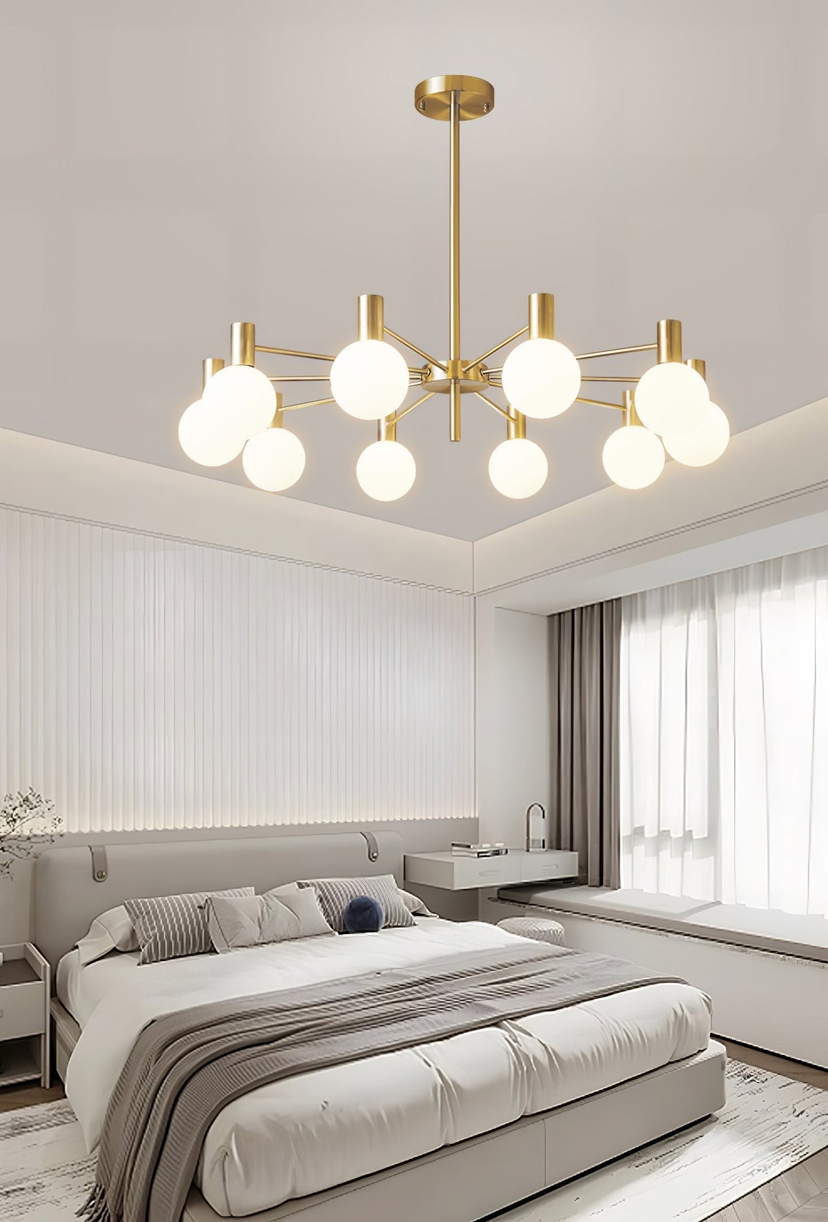 Veloiel Kronleuchter Glaskugel Glas Goldrahmen modern