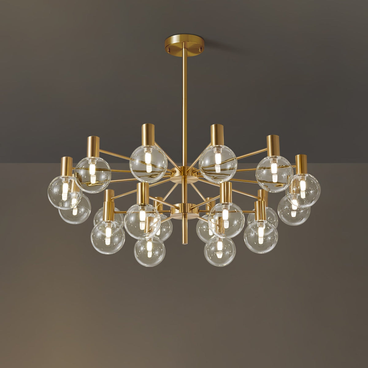 Veloiel Kronleuchter Glaskugel Glas Goldrahmen modern