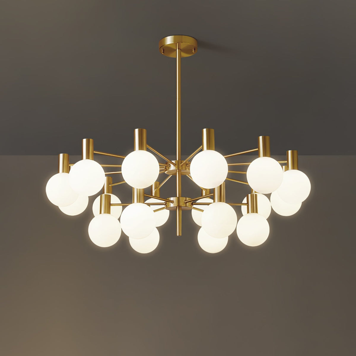 Veloiel Kronleuchter Glaskugel Glas Goldrahmen modern