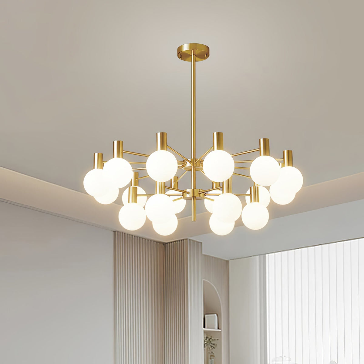 Veloiel Kronleuchter Glaskugel Glas Goldrahmen modern
