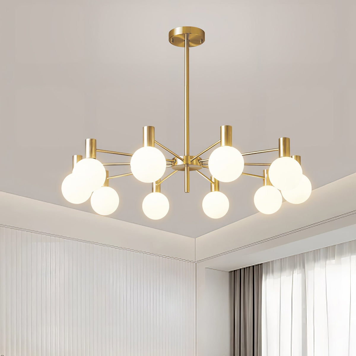 Veloiel Kronleuchter Glaskugel Glas Goldrahmen modern