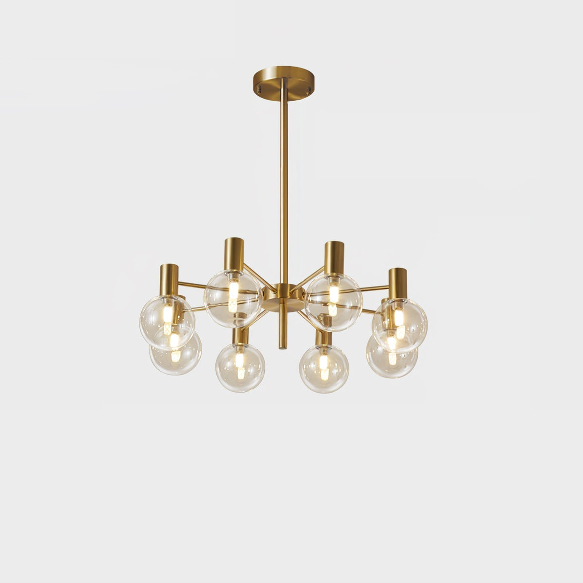 Veloiel Kronleuchter Glaskugel Glas Goldrahmen modern